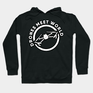 Drones Meet World White logo Hoodie